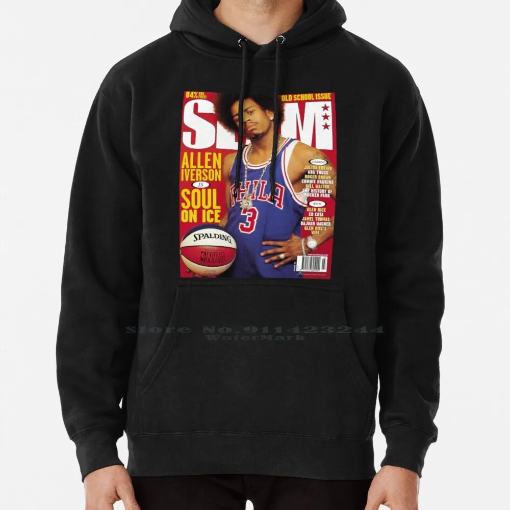 Allen Iverson Slam Magazine 1999 Hoodie Sweater 6xl Cotton Basketball Slam Iverson Women Teenage Big Size Pullover Sweater 4xl