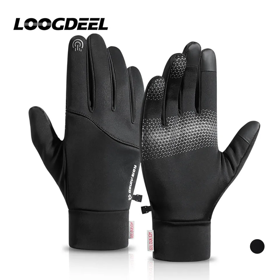 

LOOGDEEL Windproof Warmth Running Gloves Women Men Waterproof Anti-slip Touch Screen Gloves Motorcycle Running Cycling Gloves