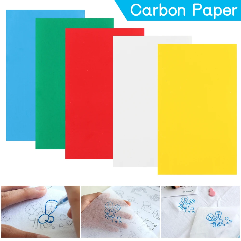 10Pcs A4 Organic Coatings Water-soluble Colorful Carbon Paper For Cloth Embroidery Tracing Bumf Drawing Transfer Sewing Accessor