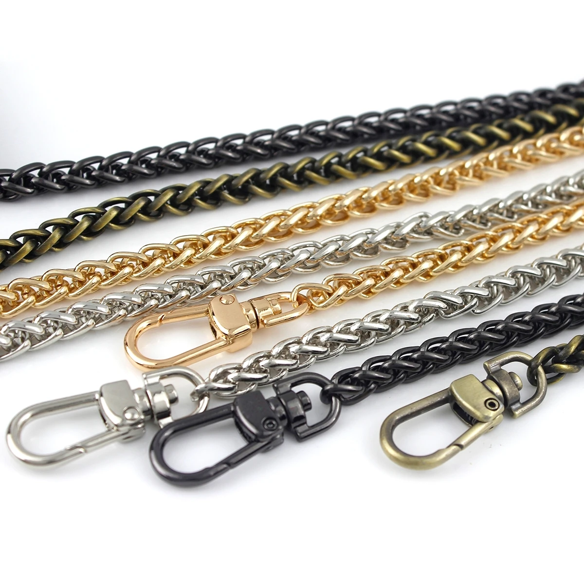 120 cm lange, austauschbare Metall-Drehkette mit Haken für Schultertaschen, Handtaschen, Tragegriffe, Ketten, Umhängegurte, Accessoires und Beschläge. – Detail 4