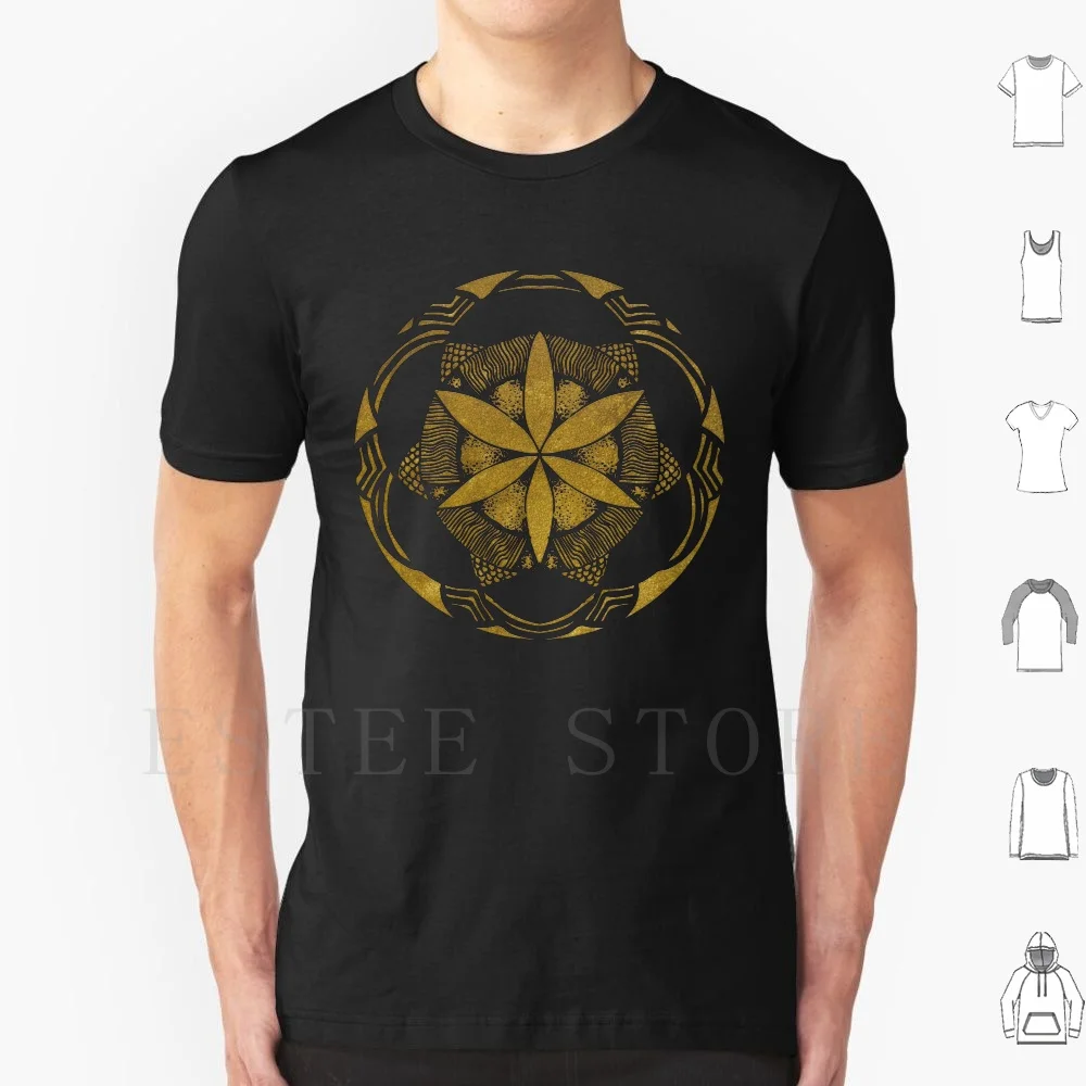 Gardens Centre T Shirt DIY Big Size 100% Cotton Flower Of Life Gold Dotwork Graphic Design Tattoo Art Tattoo Design Gold Leaf