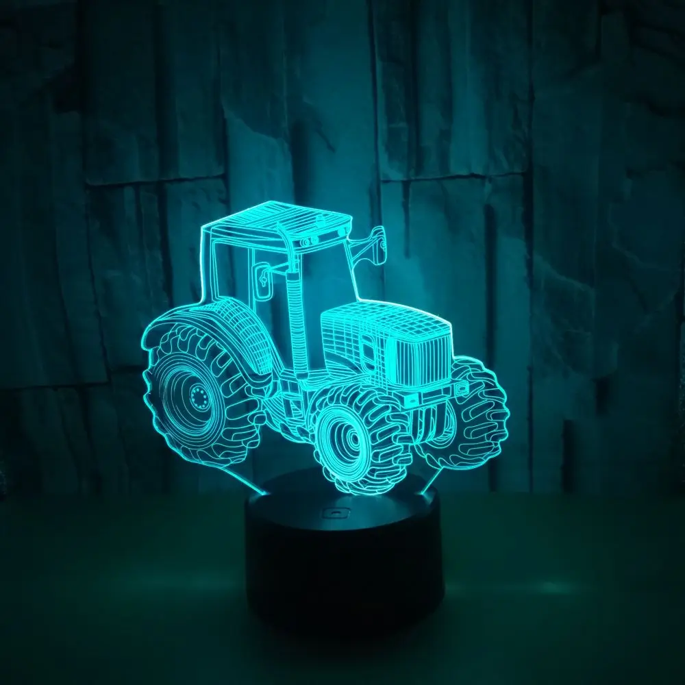 Farm Tractor 3D LED Lamp Deco Light Automobile Shape USB Charge Touch Switch Lamp 7 Colorful Kids Night Light For New Year Gift