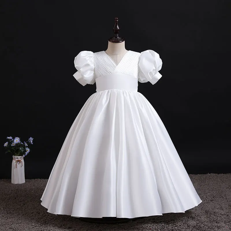 White Girls Dress Bridesmaid Kids Dresses For Girls Children Long Princess Dress Party Wedding Baptism Dress 6 8 10 12 Years