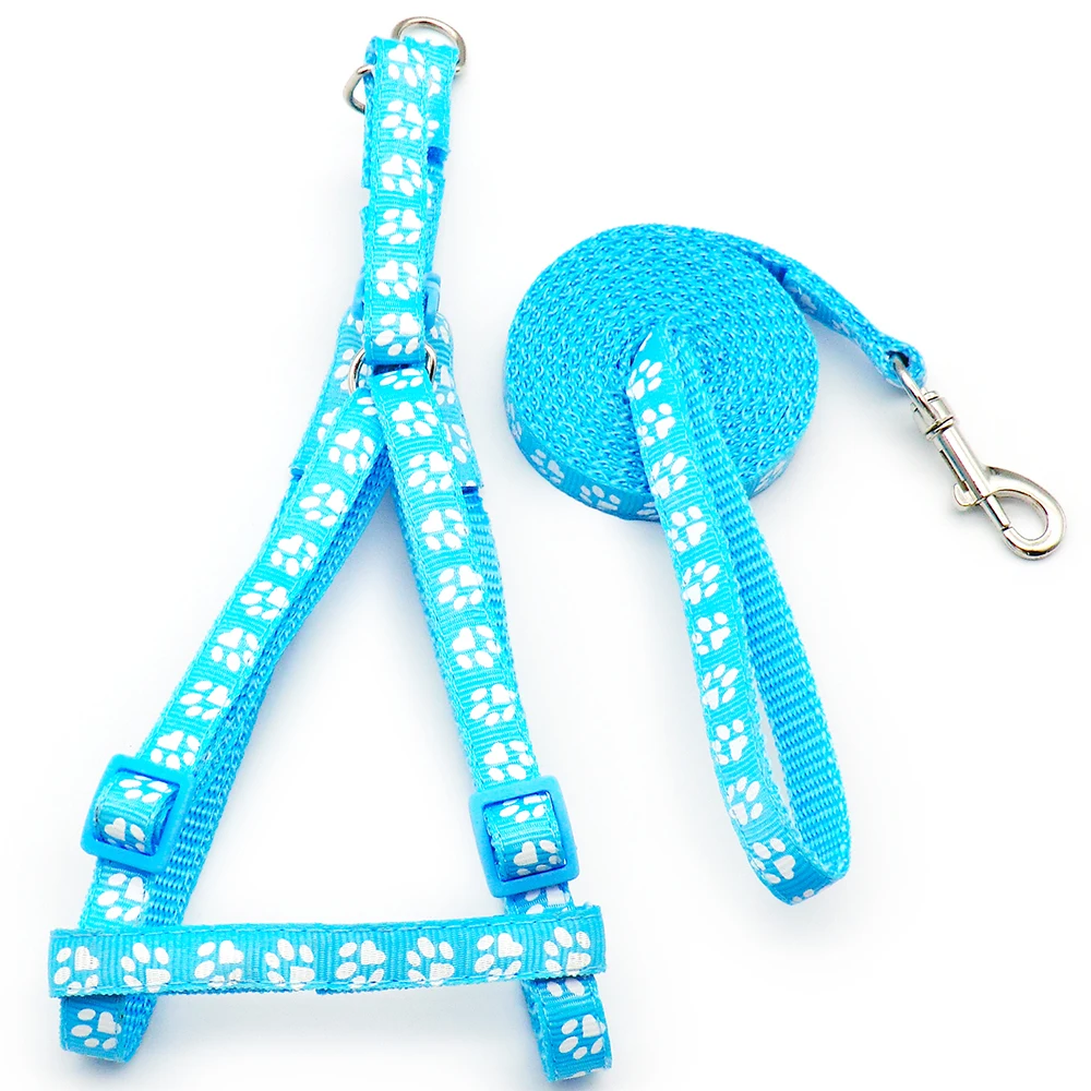 24Sets Adjustable Pet Dog Colorful Harness Set Dog Leashes Personalized Paw Dog Cat Leash Training Walking Pet Supplies Walking