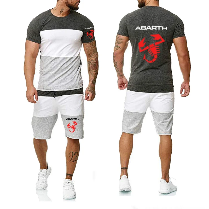 T-shirt estiva da uomo nuova Abarth Car Logo Mens manica corta Harajuku Fashion Casual Cotton Men t-shirt + pantaloni suit 2 pezzi