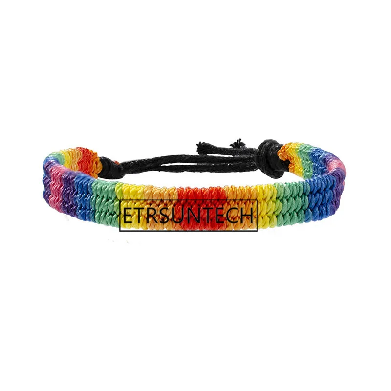 200pcs Bracelet PRIDE Rainbow Color LGBT Pride Lucky Weaving Rope Wristband Gifts