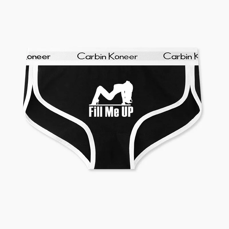 Fill Me Up New Brand Funny Print Briefs for Women Sexy Cotton Sports Underwear Lady Girl Panties Underpant for Female