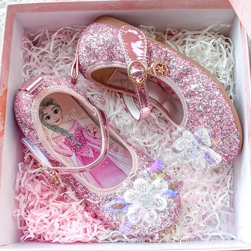 Disney Frozen Elsa Sandals Girls Shoes Princess Dance Shoes for Baby Girls Fashion Non-Slip Crystal Shoes Sandals for Girl