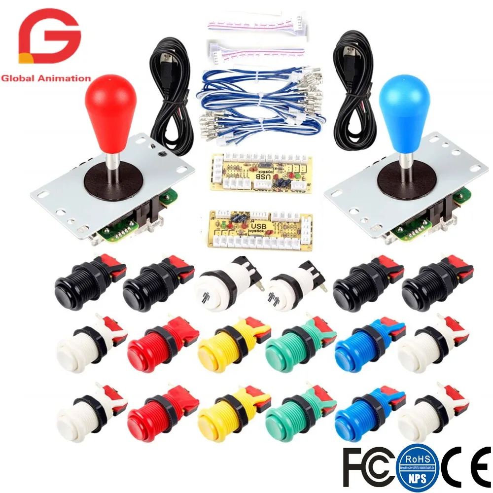 

Arcade Game DIY Kit For Mame USB Cabinet Zero Delay USB Encoder To PC HAPP Style 8Way Joystick And Push Button With Micro Switch