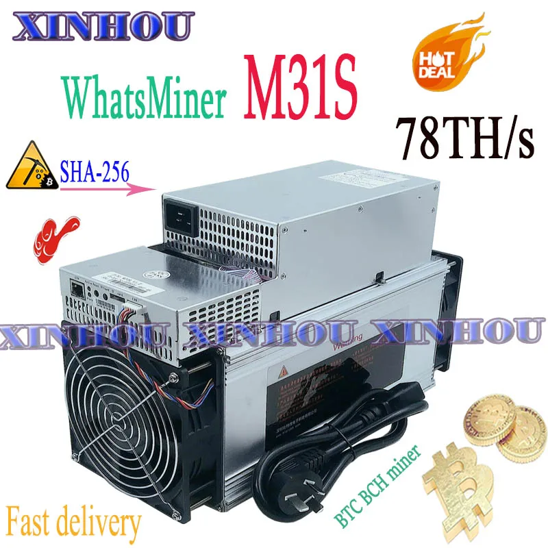 

Б/у WhatsMiner M31S 78T Bitcon BTC BCH шахтная установка с блоком питания Asic Miner лучше, чем M20S M21S Innosilicon T3 T2T Antminer T17 S17+ S19