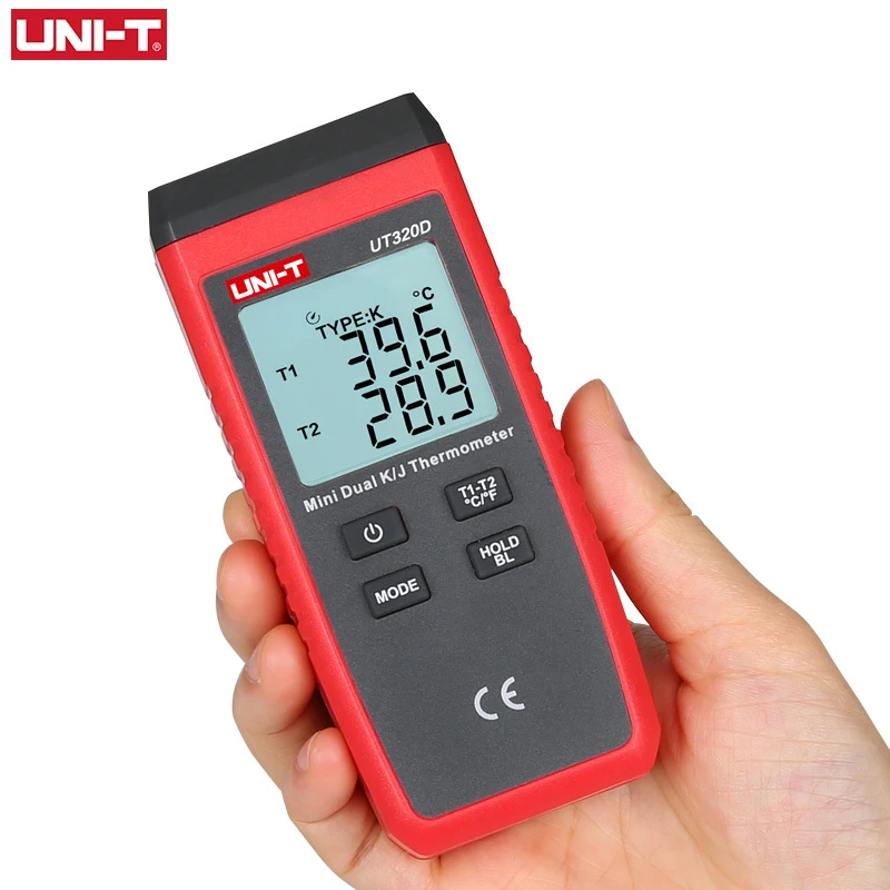 UNI-T UT320A UT320D Digital Thermometer Mini Dual K/J Type Thermocouple Thermometer -50℃ to 1200℃ High Temperature Tester Meter