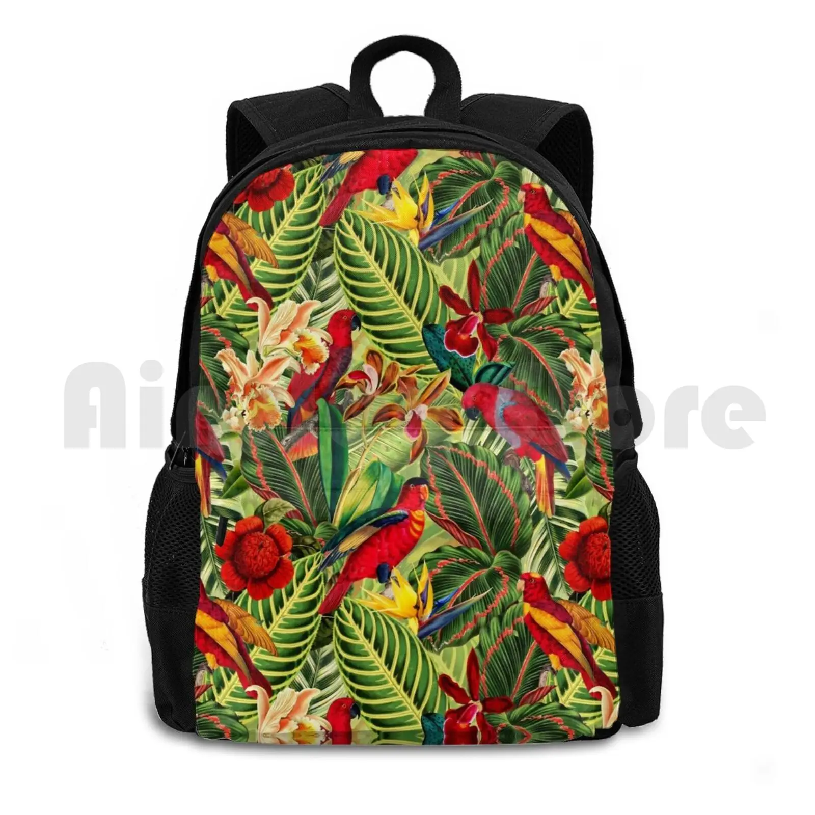 

Vintage Tropical Bird Jungle Garden Outdoor Hiking Backpack Riding Climbing Sports Bag Bird Birds Nature Animals Parrot Jungle