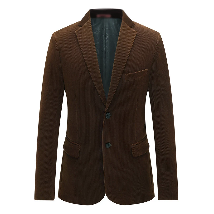 Mannen Smart Casual Corduroy Blazer Marineblauw Camel Claret-Rode Gestreepte Fluwelen Jasje Herfst Lente Notched Kraag Outfit mannelijke