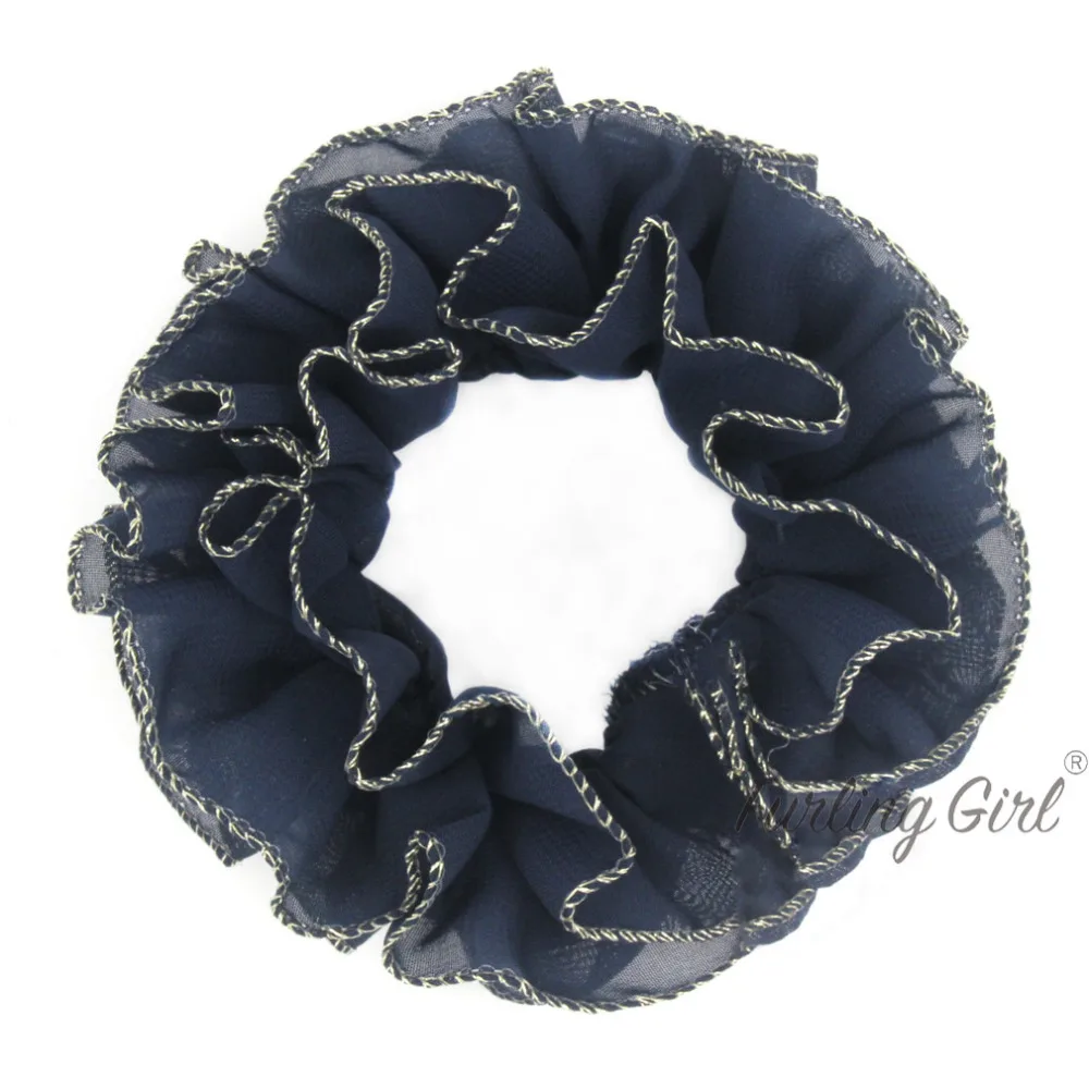 Furling Girl 1PC Women Fashion Gold Rims Flower Hair Scrunchies Elastic Hair Bands Bun Hair Ties Ponytail Loop Hair bands