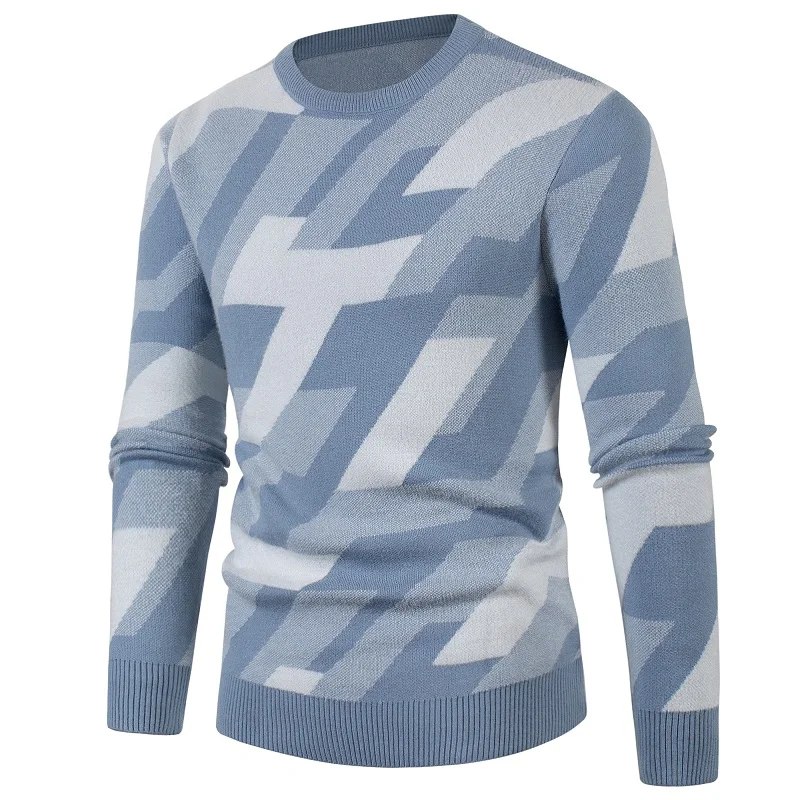 New Fashion maglione lavorato a maglia geometrico uomo pullover maglioni spessi Slim Fit maglieria lana inverno stile coreano abbigliamento Casual 3XL