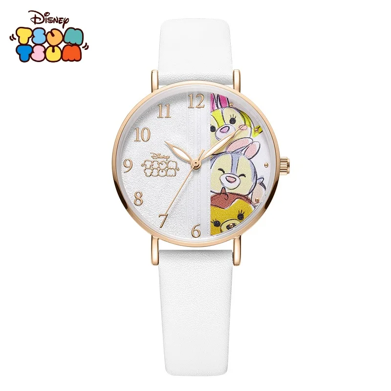 Disney Original Women Casual Quartz Wristwatch TsumTsum Cartoon Graffiti Dial Lovely Girl Youth Teenager Student Kid Party Clock