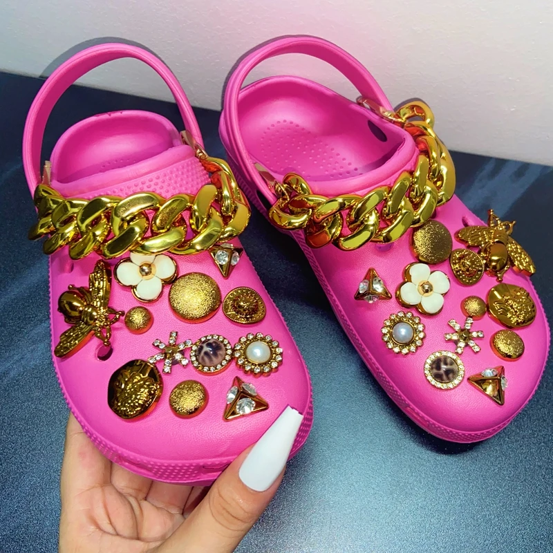 Summer Women Slippers With Charms Chain Platform Outdoor Garden Shoes Sandals Flip Flops Fashion Punk Slippers Women Shoes