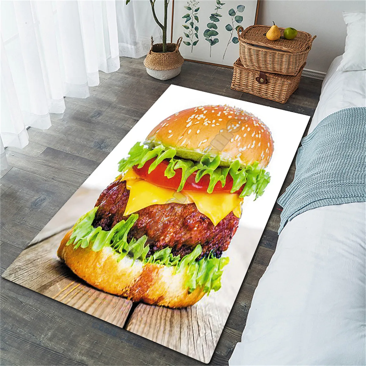 

Delicious Hamburger 3D All Over Printed Rug Non-slip Mat Dining Room Living Room Soft Bedroom Carpet 02