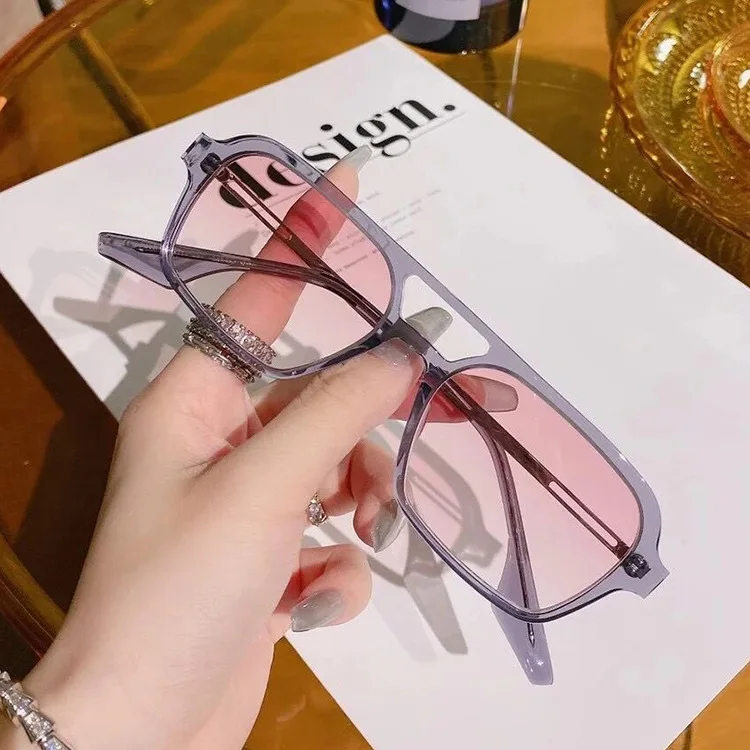 vintage Retro Square Sunglasses Women Brand Vintage Travel Small Rectangle Sun Glasses For Female men women Double beam glasses