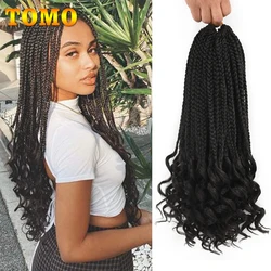 TOMO-Caixa de Crochet tranças com encaracolado termina, Ombre sintético trançar cabelo, 3X Deusa Box tranças, 14 