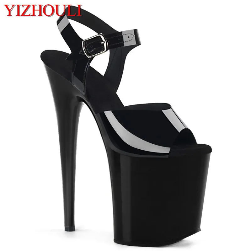 

20 cm sexy transparent vamp heels, 8 inch lacquered stiletto sandals/pole dancing model stage show sandals