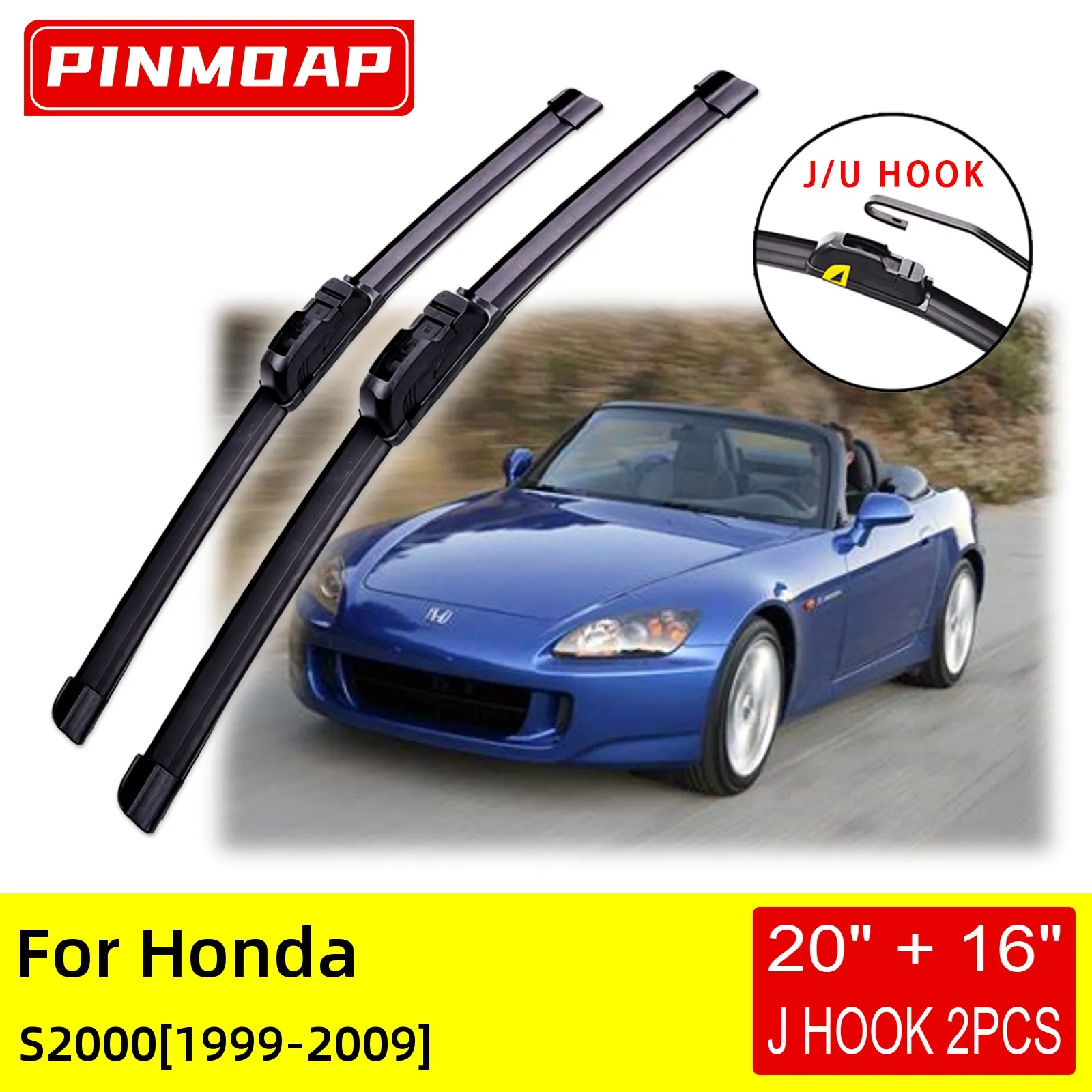 

For Honda S2000 1999 2000 2001 2002 2003 2004 2005 2006 2007 2008 2009 Front Wiper Blades Brushes Cutter Accessories U J Hook