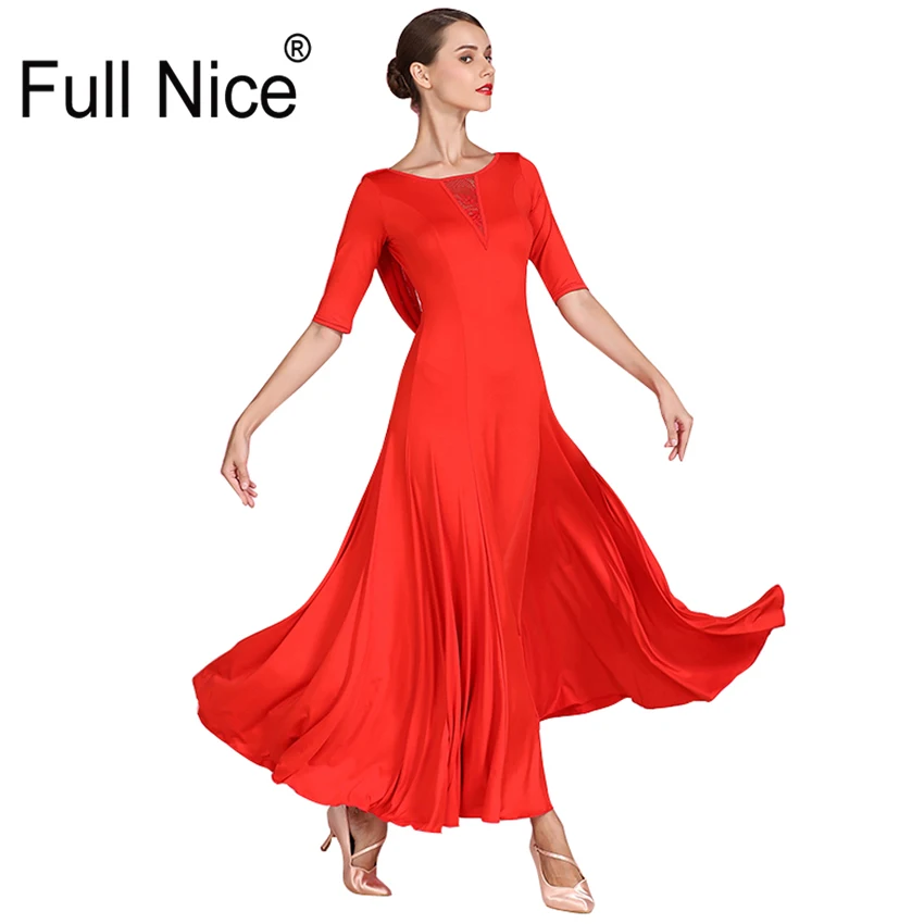 Half Sleeve Frills Open back Ballroom Dance Dress Modern Dance Flamenco Waltz Dress Standard Practice Wear Competition Costume