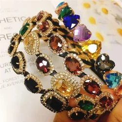 Wholesale New Gem Baroque Headbands For Women Girl Rhinestone Diamond Luxury Hair Accessories Geometric Flower Thin Hairbands