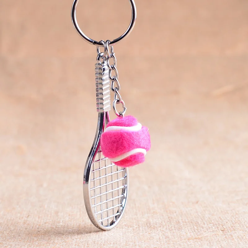 Tennis Racket Keychain - Cute Sport Mini Keychain car 6 color Pendant Keyring Sports Key Chain Who love sports Gifts 17248