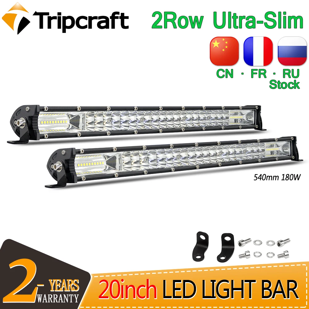 Tripcraft Super Slim 20inch 180W LED Light Bar for Tractor 4X4 UAZ Offroad 4WD ATV Truck Car Extra Combo LED Work Light 12v 24v