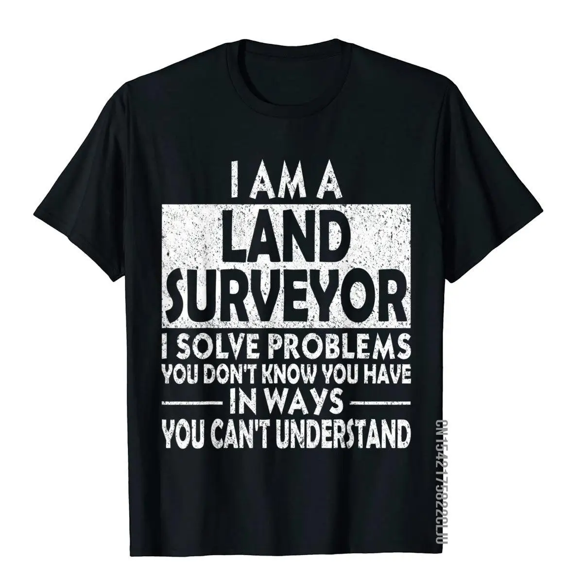 Funny Land Surveyor Problem Solving Distressed T-Shirt Tops & Tees Fashionable Cosie Cotton Men T Shirts Fitness