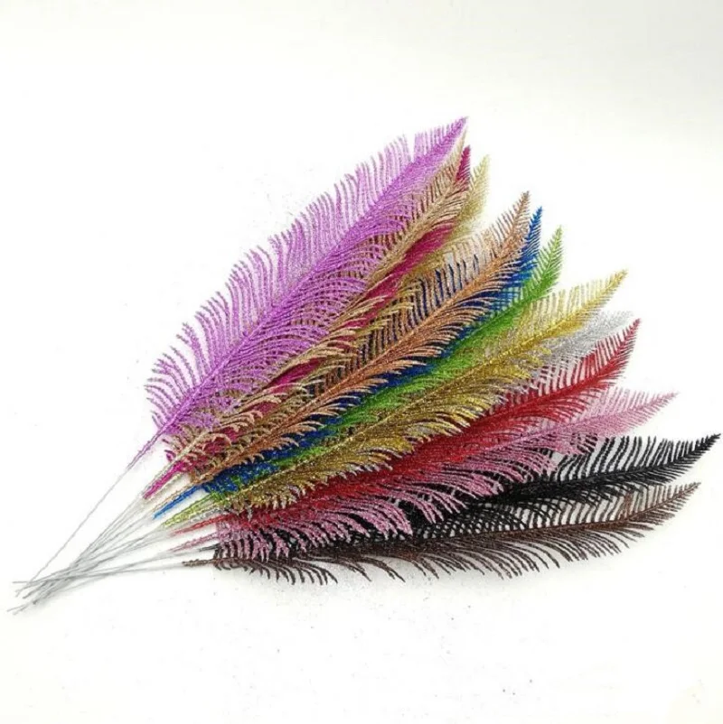 

20pcs 42cm Artificial Glitter Feather For Flower Arrangement Wedding Christmas Tree Party Home Garden Gift Box Decoration