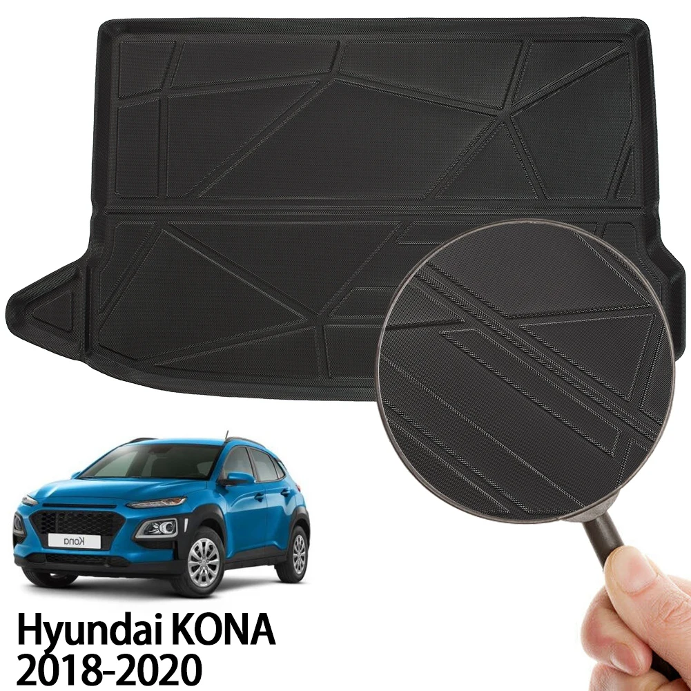 Rear Boot Cargo Mat Fit for Hyundai Kona 2018-2022 Black Rubber Car Trunk Liner Cover Protector