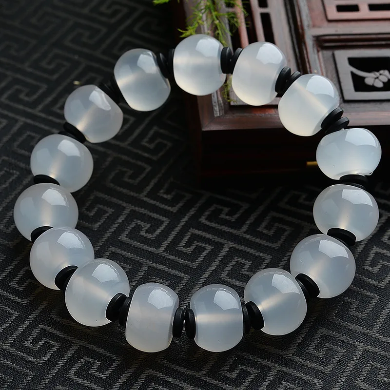 

Jade Bracelet Ice point chalcedony Beaded Jade Bracelet Mens and Womens Bracelet Fine Jewelry Hand-Carved Chalcedony Banglesy