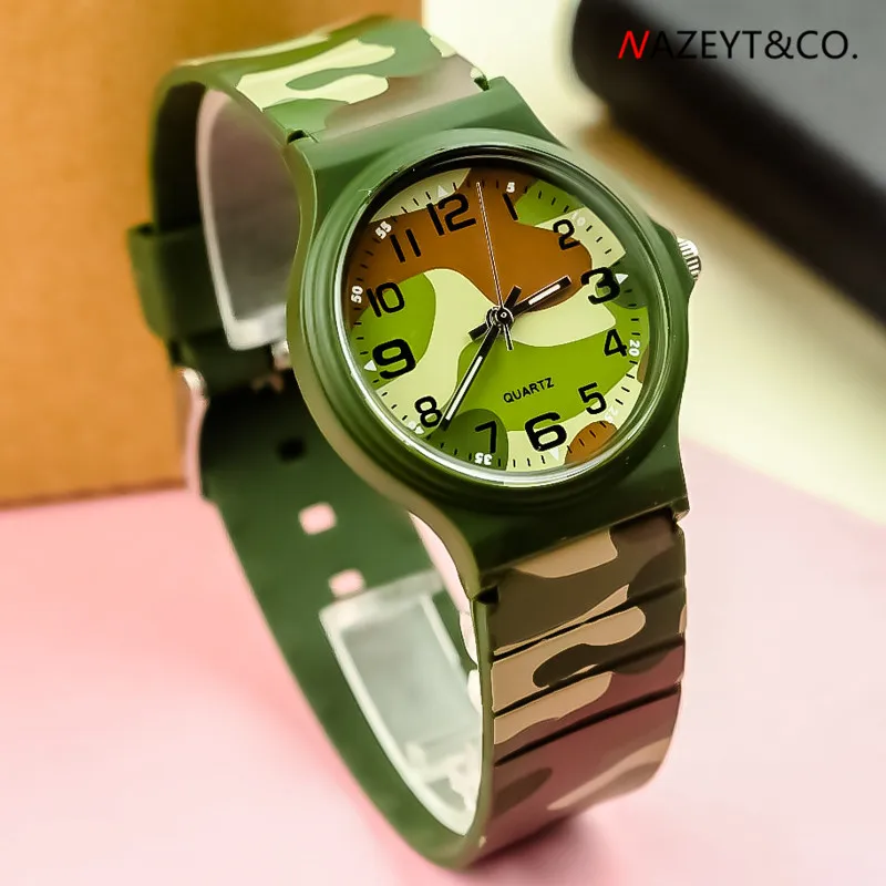 

new middle student outdoor sports Camouflage army watch high quality unisex waterproof silicone wristwatch boys clock