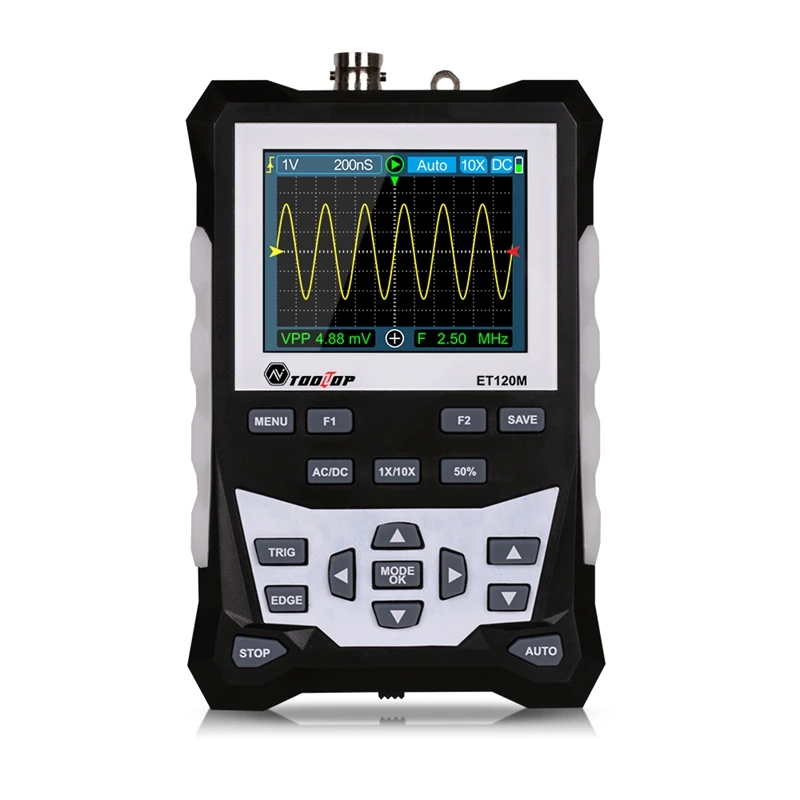 ET120M NEW 120MHz Bandwidth 500MSa/s Sampling Rate Digital Oscilloscope with Backlight Waveform Storage 320x240 HD Oscilloscope