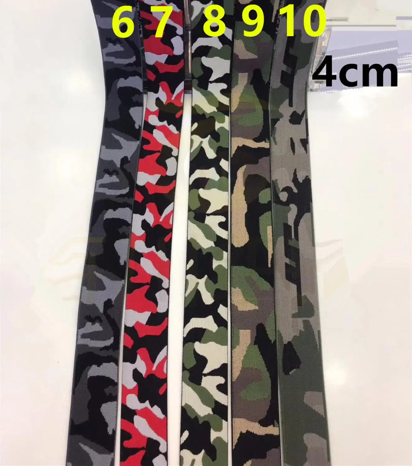 4cm 10 colors camouflage elastic ribbons,multi-color camouflage stretchy ribbon, stretch camouflage band.