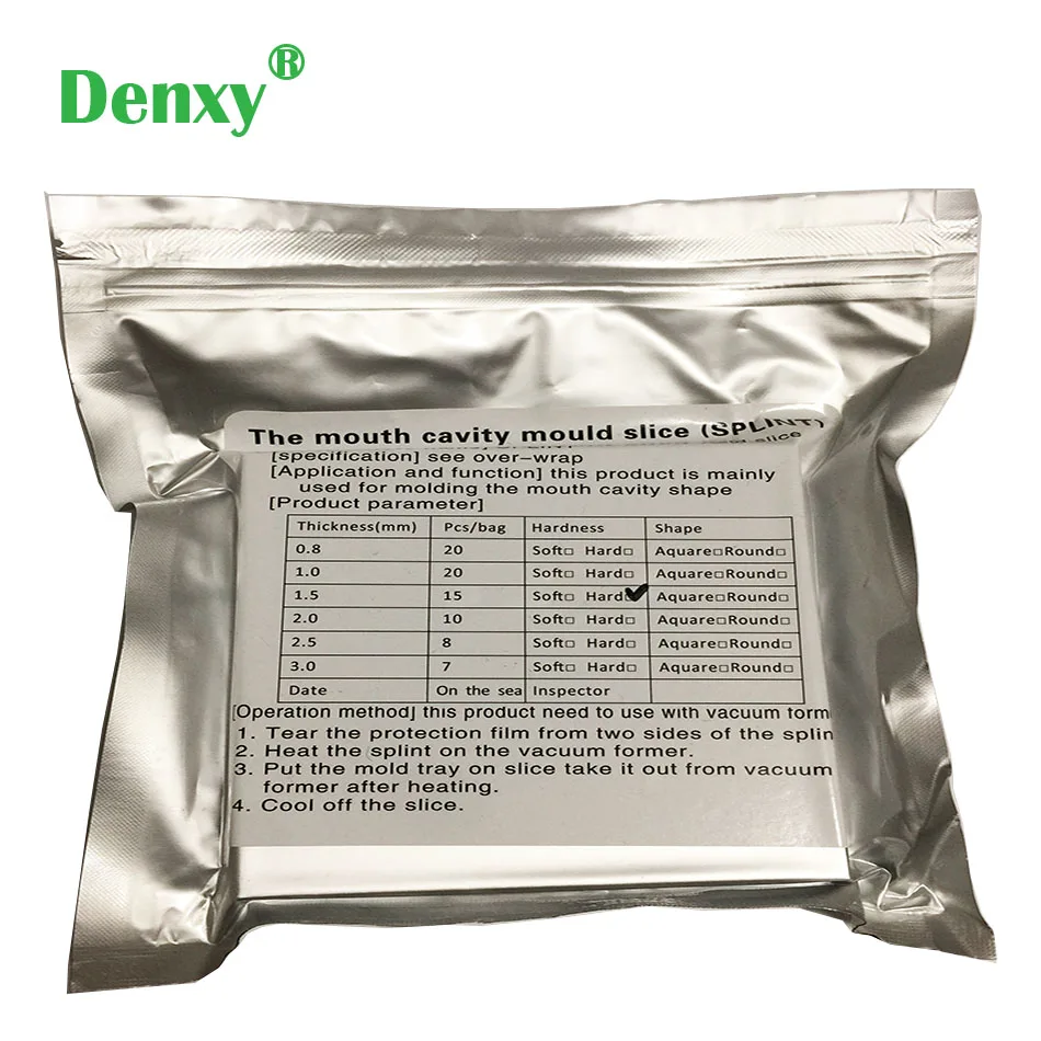 Denxy 1pack Ortho vacuum forming sheet Square Dental Lab Splint Retainer Orthodontic Sheet Thermoforming Material Vacuum Forming