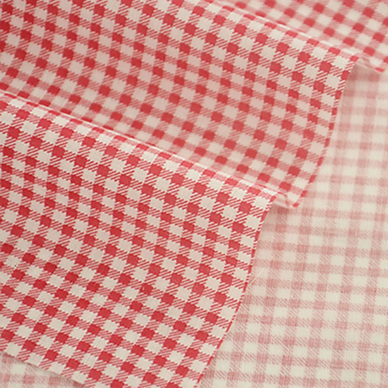 Rosa und weiß karierter Baumwollstoff zum Nähen von Steppdecken, Puppenzubehör, Material, Patchwork-Stoff im Meterware, dünn – Detail 36