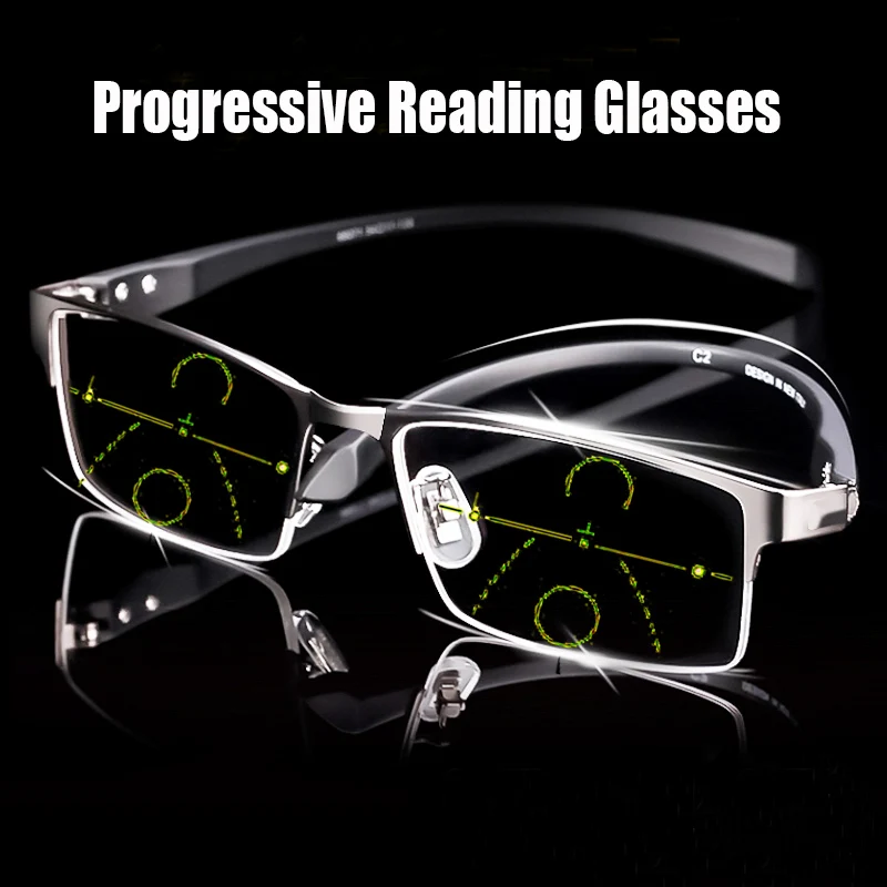 

Half Frame Progressive Multifocus Reading Glasses Blue Light Blocking Women Men Multifocal Computer Readers High Quality Gafas