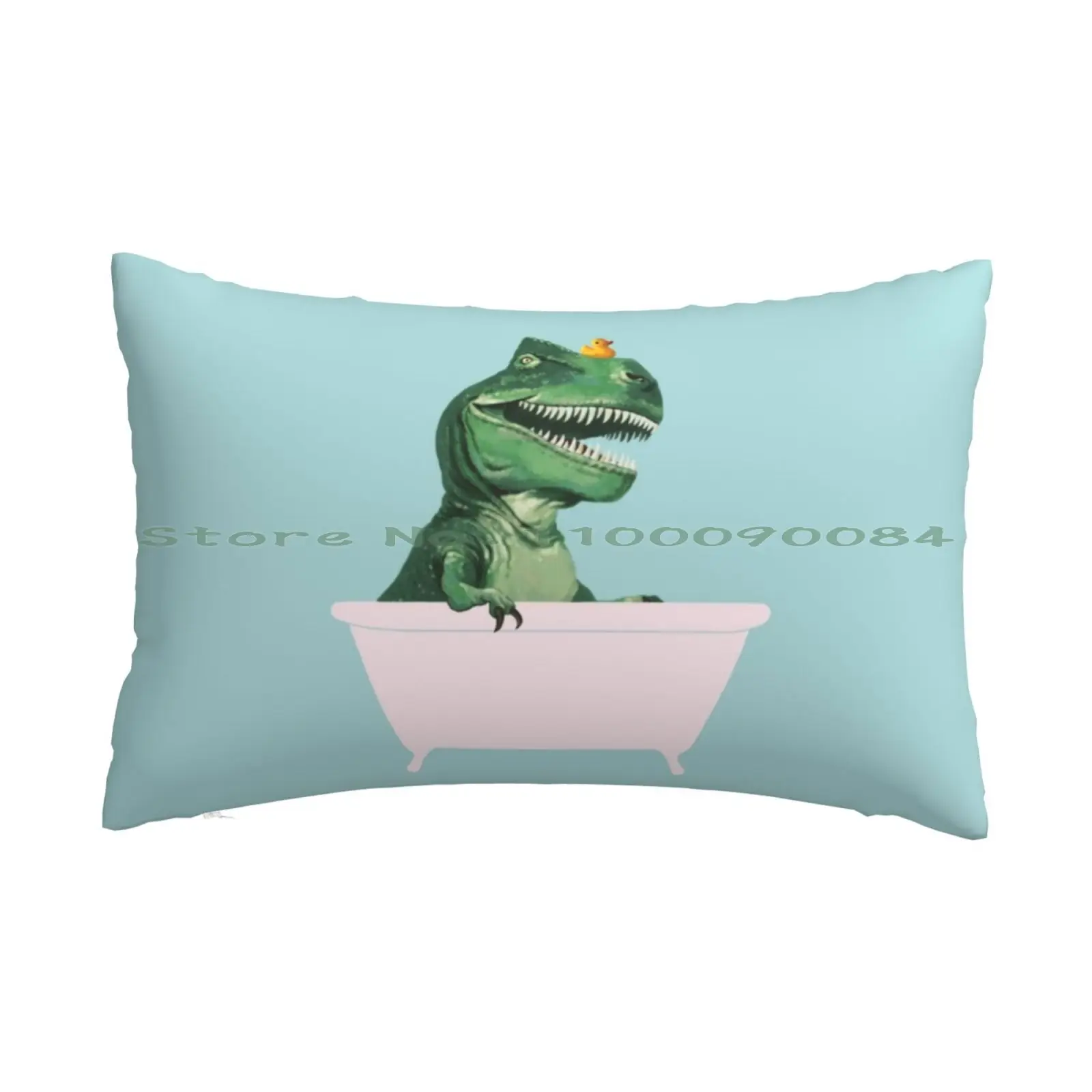 Playful T-Rex In Bathtub In Green Pillow Case 20x30 50*75 Sofa Bedroom Dinosaur Tyrannosaurus King Baby Nursery Bath Time