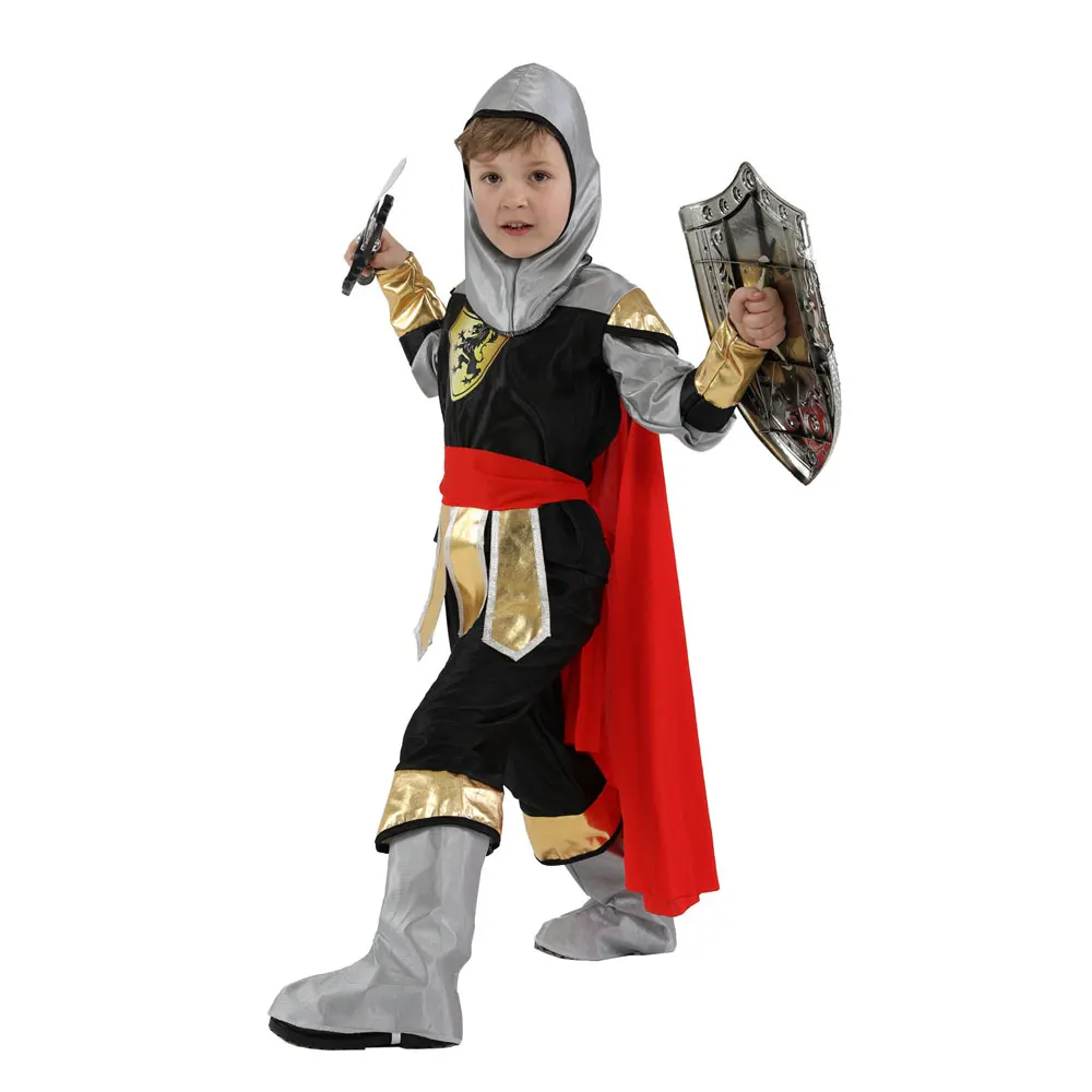 Kids Child Royal Medieval Roman Warrior Knight Soldier Costumes Boys Halloween Purim Carnival Role Play Party Dress Up Umorden