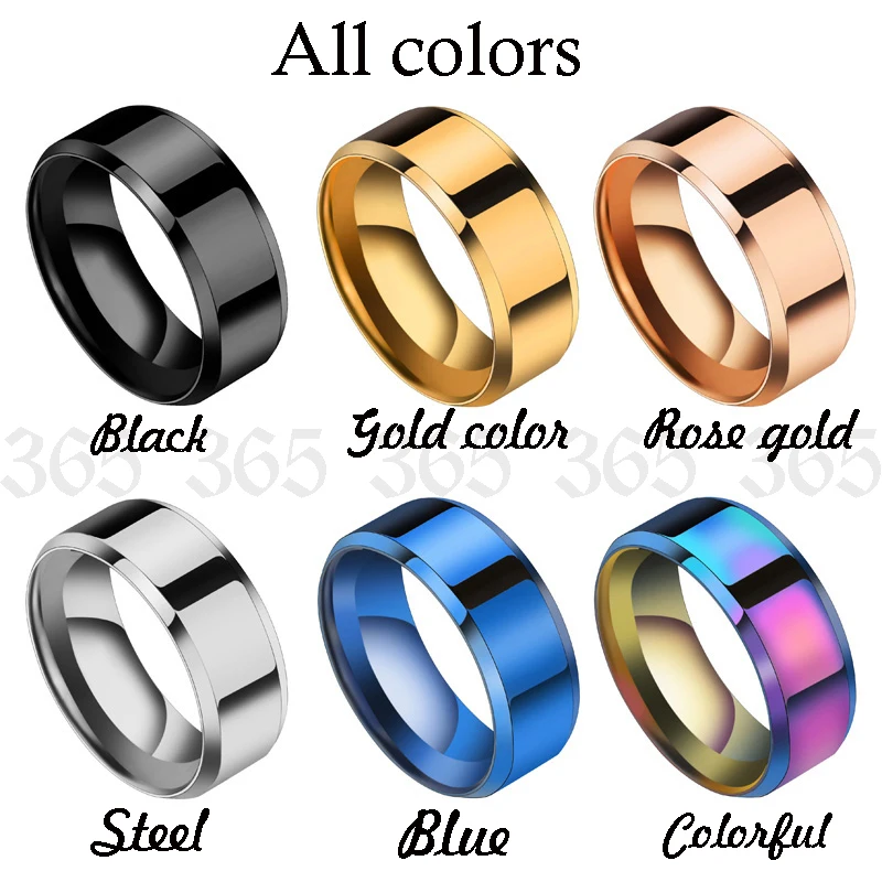 New Design 8mm Width Black Titanium Stainless Ring For Women Men High Quality Couple Ring Wedding Jewelry