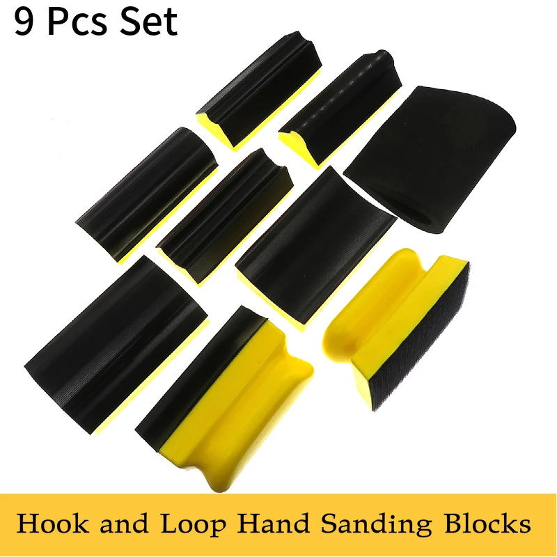 9 Pcs Set Hook and Loop Hand Sanding Blocks Polishing Pad For  Sanding Discs Woodworking Furniture Home Crafts Car Paint Care