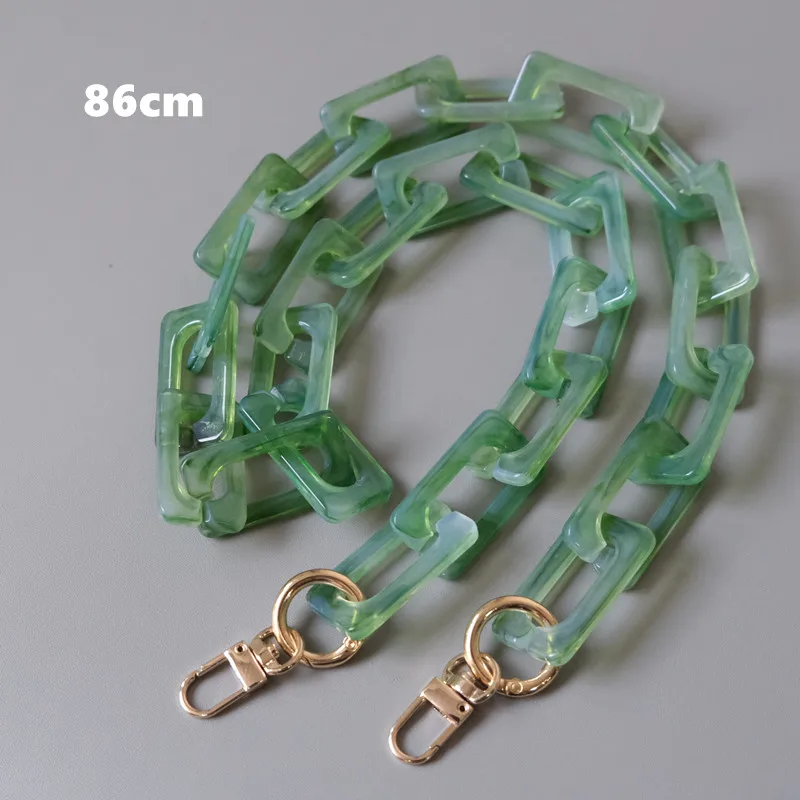 Piezas de accesorios de bolso de mano para mujer, cadena de resina acrílica verde, correa de lujo, cadena de asa de embrague de hombro para mujer,