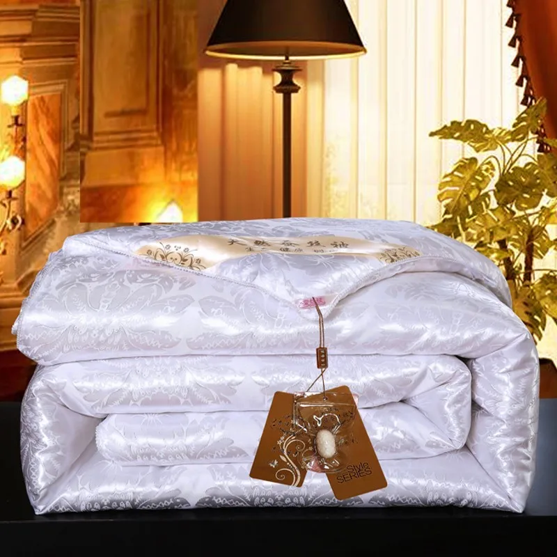 

New Mulberry Silk Comforter Duvet Twin Queen King Full size Blanket Thick Quilt jacquard Bedding in Filler 180x220cm