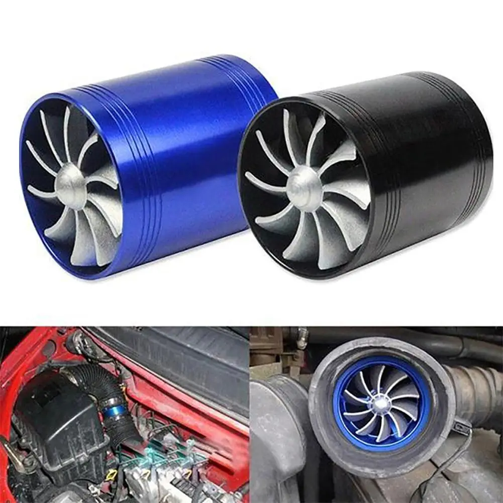 Car Vehicle Turbocharger F1-Z Double Turbine Turbo Charger Gas Fuel Saver Fan Car Supercharger Rubber Covers