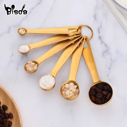 6PCS Measuring Spoons Set Teaspoon Coffee Sugar Scoop Cake Baking Gold Measuring Cups Kitchen Measuring Spoons Baking Tools