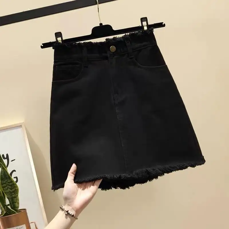 

A- line White Denim Skirt Women's Spring/Summer High-Waisted Trousers Skirt Woman Skirts Faldas Jupe