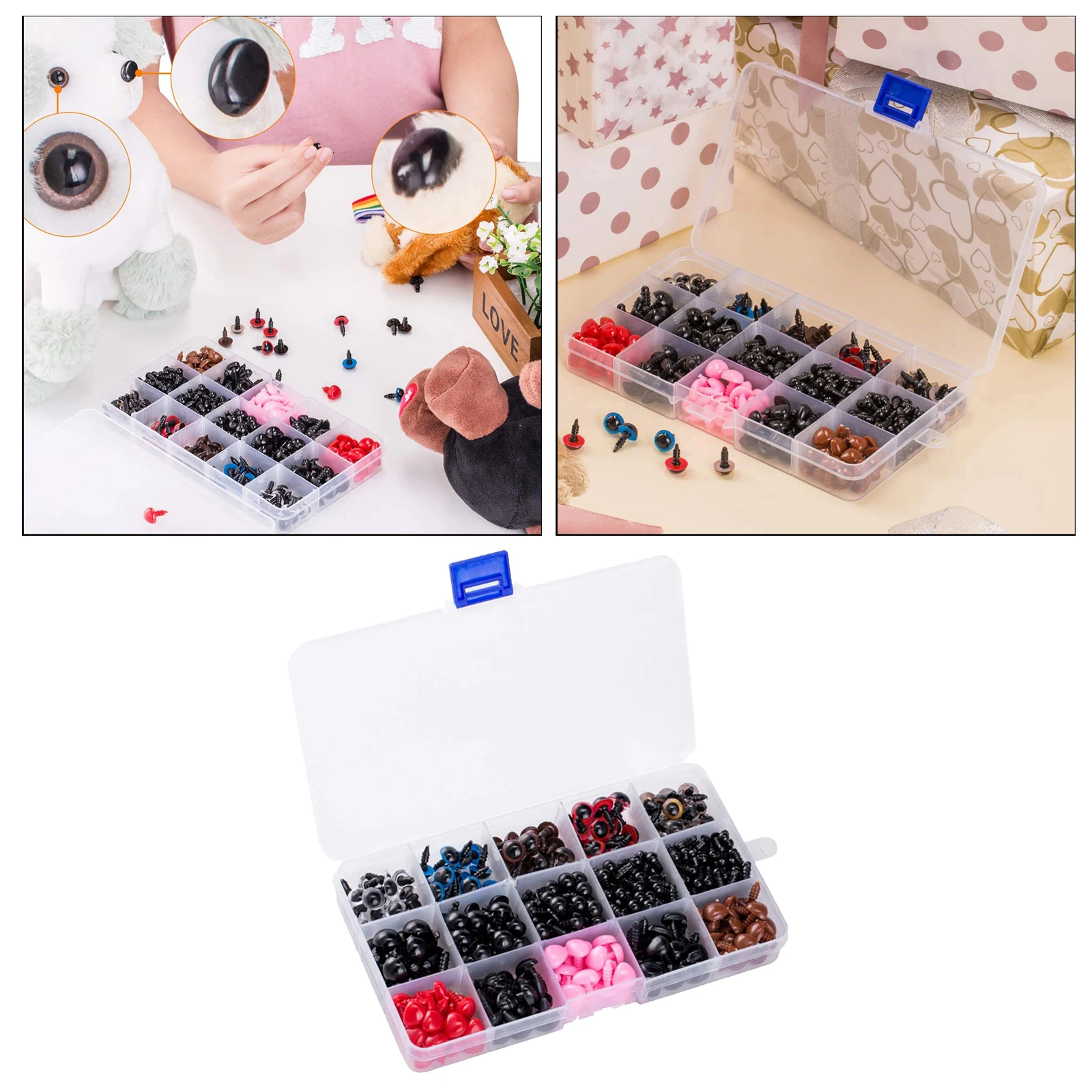 Assorted Color Safety Eyes and Nose for Amigurumi Teddy Bear Toys Dolls Crochet DIY Making Accessories